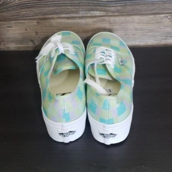 New Vans‎ Authentic Pastel Plaid Green Platform Shoes Festival Summer Casual Fun - Picture 5 of 9